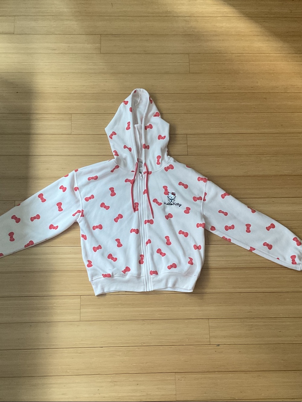 Hello Kitty White Hoodie with Pink Bow Print